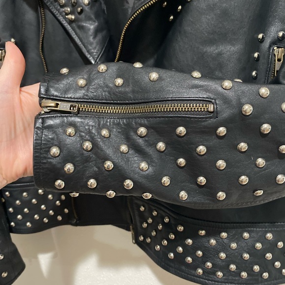 Genuine leather Black Studded Leather punk biker Jacket - Picture 5 of 17